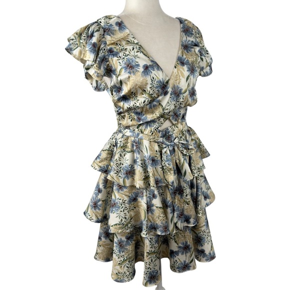 En Saison Dahlia Floral Puff Sleeve Mini Dress NWT Cottagecore Romantic Dress M - Picture 6 of 16